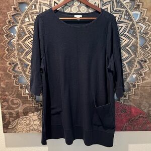 J. Jill Navy Blue Tunic Slightly Sheer Top